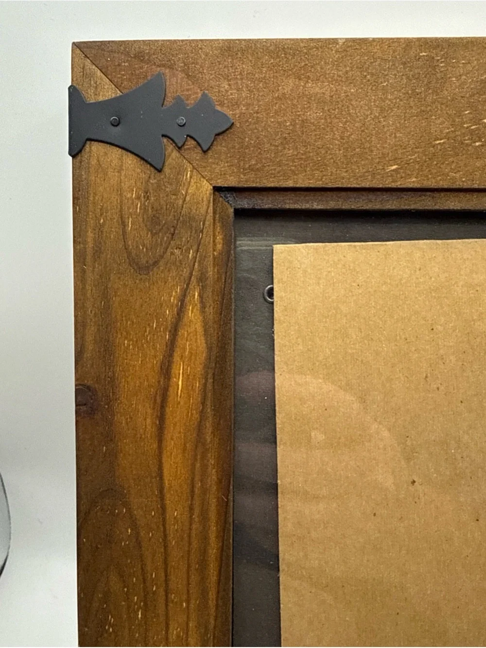RUSTIC FARM WOOD PICTURE PHOTO FRAME WITH BLACK METAL ACCENTS Pic Apx 6.5